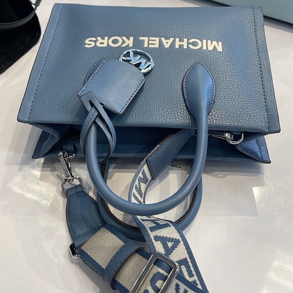 Michael Kors Mirella Small Pebbled Leather Shopper Top Zip Crossbody XBODY Tote - Picture 9 of 16